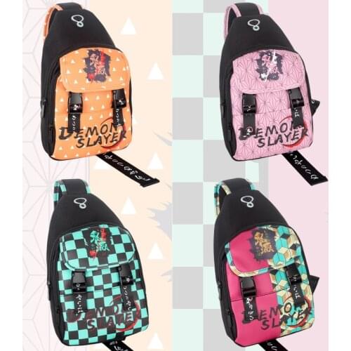 Devils Blade Anime Chest Bag Demon Slayer Kimetsu No Yaiba Cartoon Manga Peripheral Student Shoulder Crossbody Bag Male Female