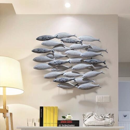 Wall Decoration Interior Wall Hanging Handmade Wrought Iron Wall Decoration Fish Dance Wall Decoration