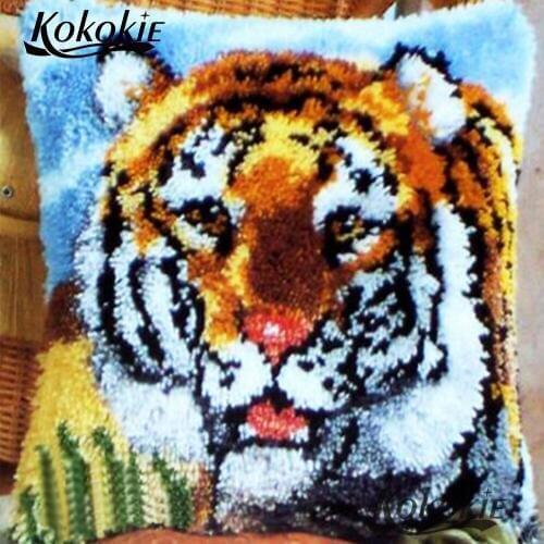 Threads embroidery embroider Needlework kits latch Hook Rug Kits cartoon cross stitch sets sale tiger printed pillow kits
