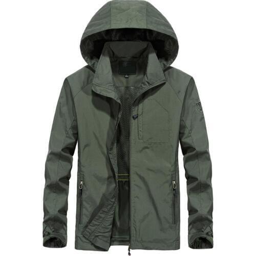 2018 New Mens Hooded Jacket Coat Autumn Waterproof Windbreaker Vintage Coat Mens Clothing