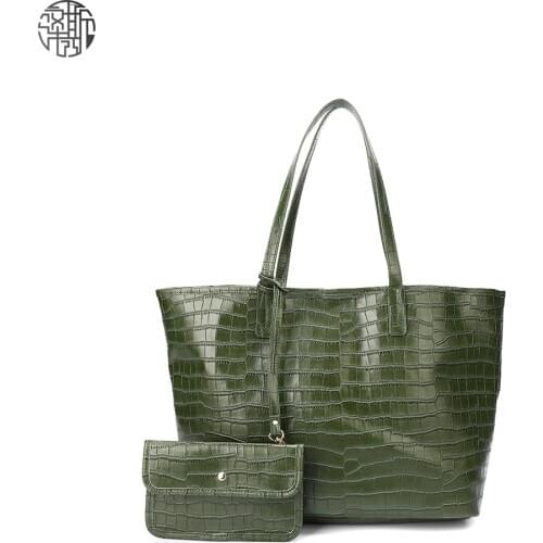 Zenos New Arrivals Crocodile Pattern Pu Leather Women Casual Big Handbag Tote Bags Shoulder Bag For Shopping
