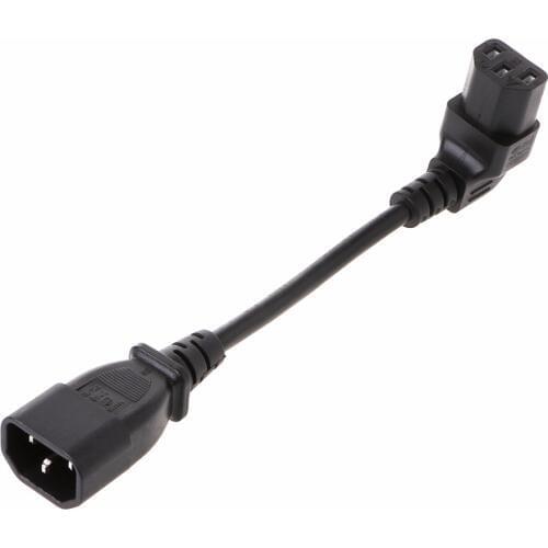 OOTDTY Male to Female C14 C13 PLug PDU Extension Power Cable Connector Right Angle
