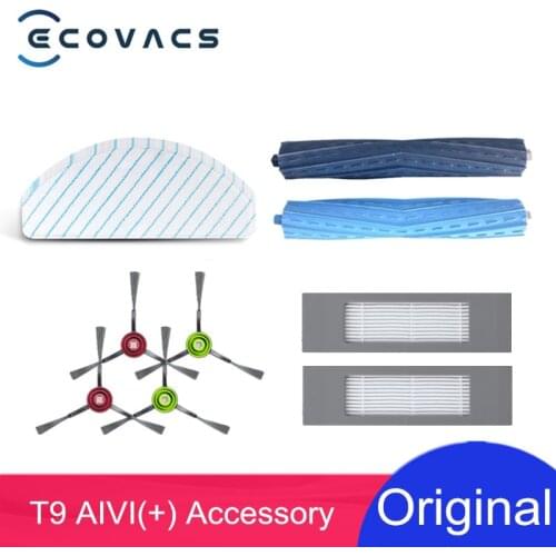 Original ECOVACS T9 AIVI Accessory Rubber Roller Main Brush HEPA Filter Side Brush Mop Cloth for Deebot T9 AIVI Plus Optional
