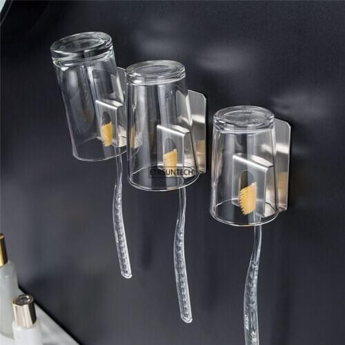 50pcs Cup Stand Rack Toothbrush Organizer Toothbrush Wall-Mounted Holder Space Saving Hotel Bathroom Storage Accessories