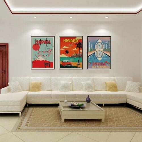 TRAVEL & RAILWAYS Posters Wall Stickers Jpan /Havana/ India Tai mahal travel Posters Prints High Definition For Home buy 3 get 4