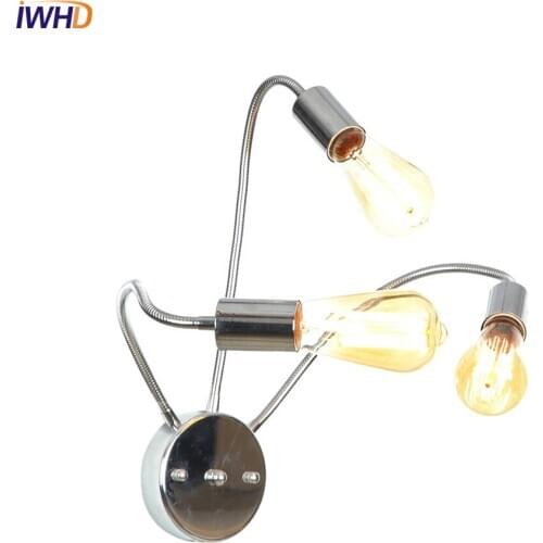 3 Heads Adjustable Wall Lights Fixtures Mirror Light Modern Nordic Wall Lamp Iron Wall Lights Bedroom Bedside Applique Murale