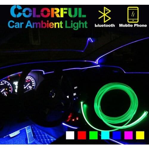 RGB LED Car Interior Fiber Optic Neon EL Wire Strip Light Wire Atmosphere APP UK Car interior decoration lights