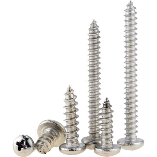 50PCS M2.3*4 5 6 8 10 12 14 16 18 20 Small 304 Stainless Steel Cross Phillips Pan Round Head Self Tapping Screw M2.3x4 M2.3x20