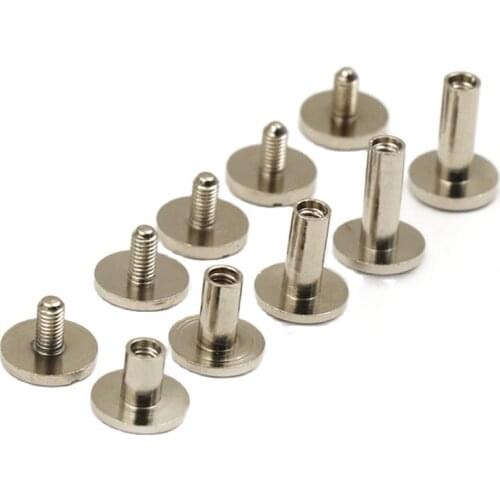 4-20mm Length Silver Plating Solid Brass Flat/Curve Side Rivet Screw Studs For Bags Belt Hat Scrapbook Leather Craft Accessories