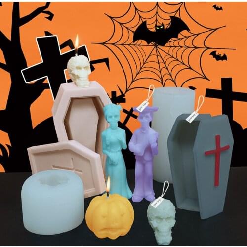 Halloween Ghost Bridegroom And Bride Silicone Candle Mold For Diy Handmade Epoxy Resin Aromatherapy Candle Plaster Mold