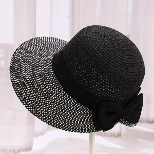 Summer Sunhat New Korean Version of Duck Tongue Hats Women Travel Sunscreen Sunshade Cap Bowknot Straw Caps Wholesale