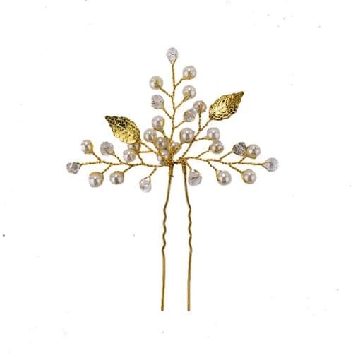 Bridal Wedding Hair Combs Pearl Crystal Head accessories Gold Sliver Color Leaf Bridal Headwear