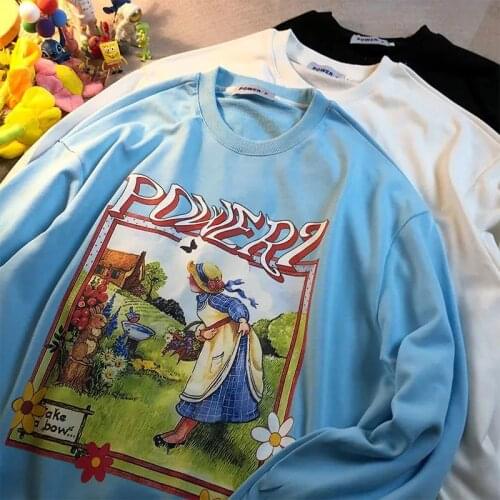 New Hip Hop Streetwear Girl Cartoon Sweatshirt Women Pullovers Harajuku Clothes for Teens 2021 Autumn Fashion Japanese Kawaii