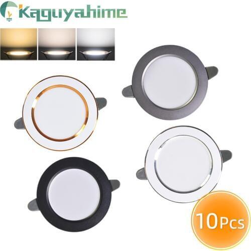 Kaguyahime 10pcs Downlight Natural White/Warm/Cold 3W 5W Spot LED Downlight AC 220V Silver White Round Recessed Spot Lighting