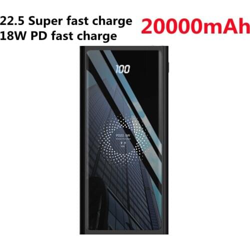 Power Bank 20000mAh22.5W Fast Charge 15W Wireless Charging Source Bank Mobile Phone Auxiliary Battery Charger for iPhone Xiaomi
