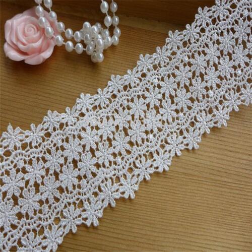 Ivory White Embroidery Hollowed Lace Trim with Petal flowers for Bridal Veils, Headbands, Wedding belt, Clutch bag