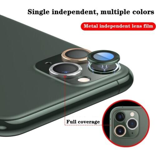 Camera Lens Screen Protector Tempered Glass for IPhone 12 Pro IPhone 12 ProMax 12mini Metal Ring Protective Cap Tempered Glass