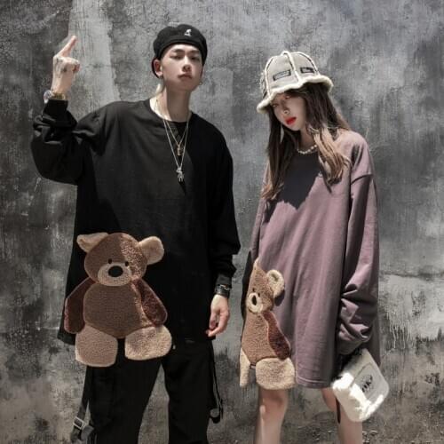 Women‘s Sweatshirt Korean Harajuku Cartoon Bear Doll O-neck Sweethearts 2020 New Autumn Streetwear Long-sleeve Sweatshirt Female