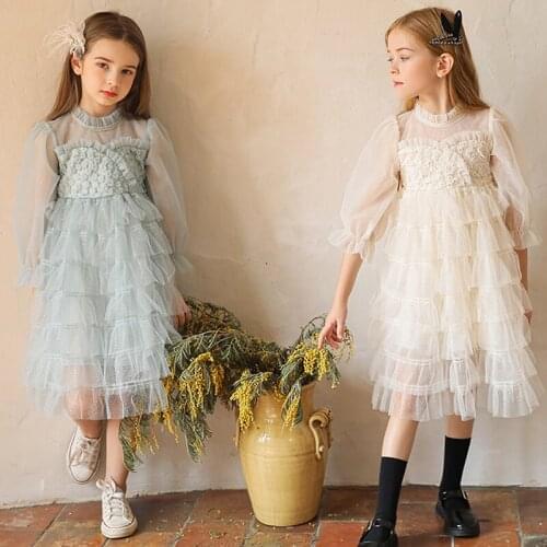 4-10Y Girls Dresses 2021 Girls Autumn Clothes Kids Dresses Princess Dress Little Girls Costume Party Dresse For Girls Weddings