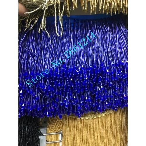 BZL-89003 5yards/bag ribbon royal blue beads tassel fringe 15cm width for wedding bridal gown dress/party sawing
