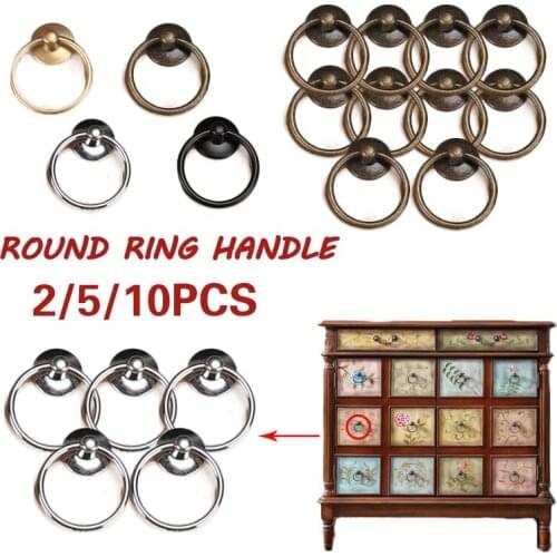 1Pcs Shiny Silver Drop Pull Ring Wooden Door Knocker Chair Pulls Handle wooden door Pull Unfold Install