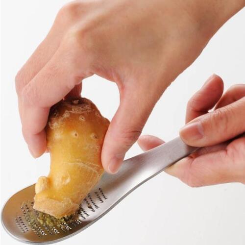 100pcs/lot Kitchen Stainless Steel Lemon Mixer Ginger Grater Wasabi Garlic Grinding Tools Cheese Grater Mixing Spoon SN1307