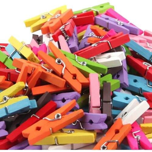 2.5cm Mixed Wood Clips Wooden Pegs Clothespins Photo Paper Art Craft