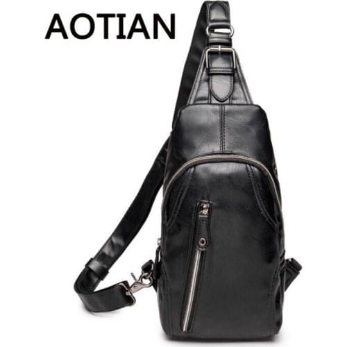 2020 PU Leather Mens Sling Bag Shoulder Bag Men Chest Crossbody Bag High Quality Casual Zipper Man Bag Bolsos Black