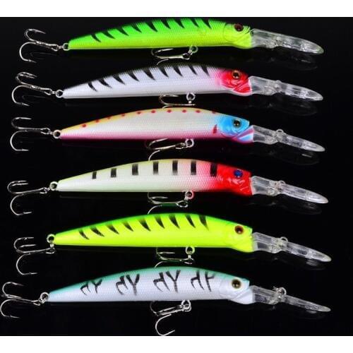 New Lot 6pcs Large Minnow Fishing Lures Bait Bass CrankBait Tackle 14.5cm/14.7g