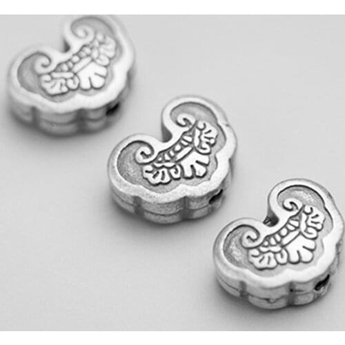 925 Sterling Silver Exquisite Craftwork Matte Safety Lock Charm Beads Retro S925 Silver Spacer Beads DIY Jewelry Making Bracelet