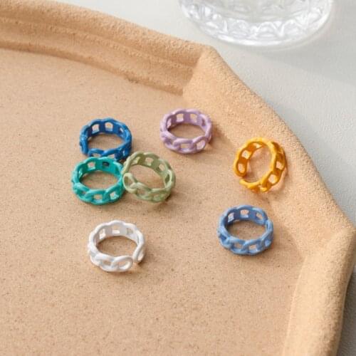 AOMU Korean Colorful Alloy Braided Cross Ring Irregular Geometric Hollow Open Adjustable Rings for Women Party Accessories