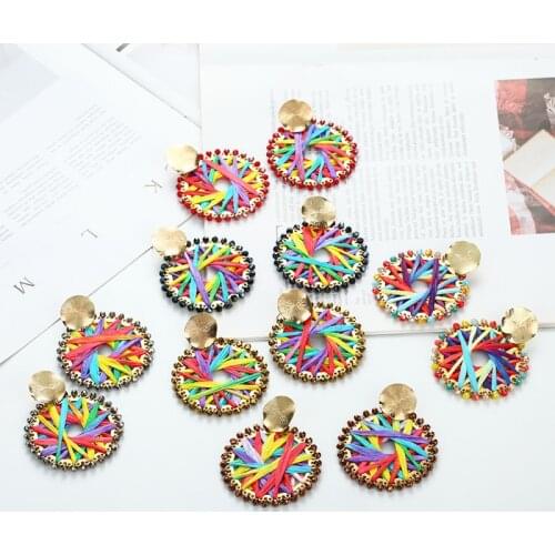 Bohemian womens drop earrings round stainless steel bead earrings for women beach vacation summer holiday earrings jewelry