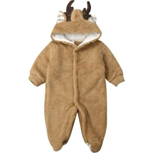 Citgeett Winter Newborn Baby Infant Boy Girl Romper Hooded Warm Jumpsuit Fall Autumn Warm Outfit Thick Clothes