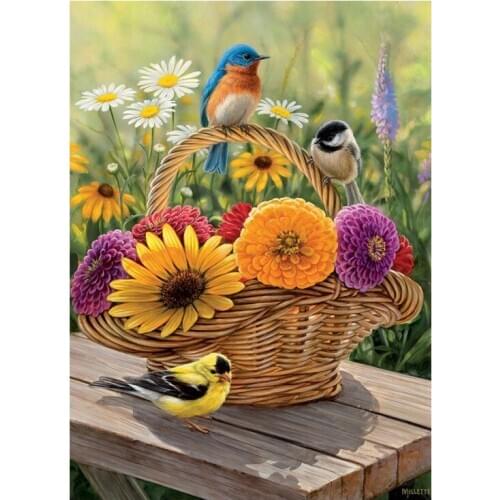 Flower basket, bird Handmade Needlework For Embroidery kits DIY Cross Stitch Kits Crafts 14CT Unprinted Home Decor wall Arts
