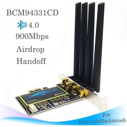 Dual Band Network Card BCM94331CD Wireless Wifi PCIE Card Bluetooth 4.0 Adapter 900Mbps For Windows/MAC OS DESKTOP PC