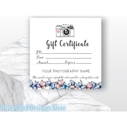Customized Small Photography Gift Certificate Personalized For Customers Voucher LOGO Gifts Modern Business Note Coupon