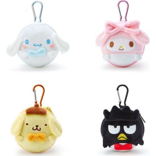 Kawaii Sanrio Anime Series Pompom Purin Cinnamoroll Badbadtz-Maru Mymelody Plush Coin Purse Halloween Boy Girl Gift