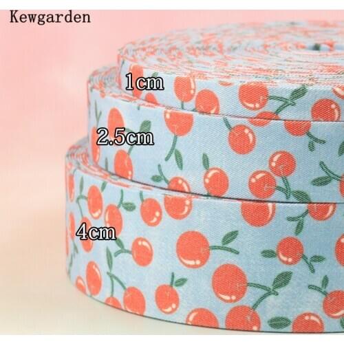 Kewgarden DIY Hair Bow Brooch Accessories Handmade Tape Flower Stripe Cherry Layering Cloth Denim Ribbon 1.5" 1 10mm 10 Meters