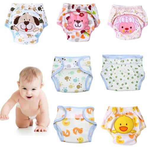 Reusable Baby Diapers Newborn Training Pants Underwear Cartoon Printed Washable Cloth Diaper Cover Cotton Nappies Infant Panties