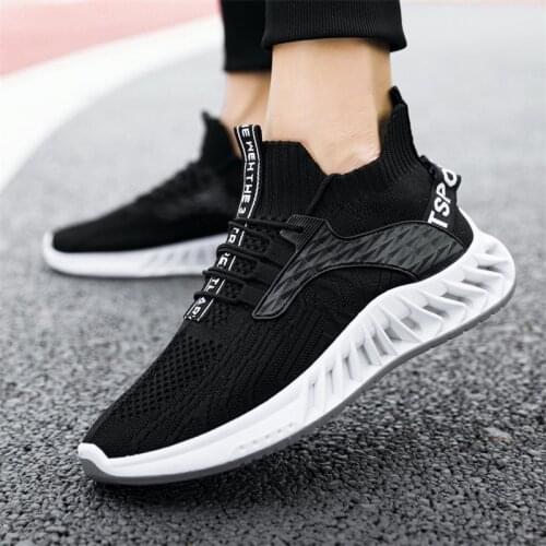 Mens shoes casual trend breathable flying woven sports mens shoes sneakers sports shoes 2021 spring new