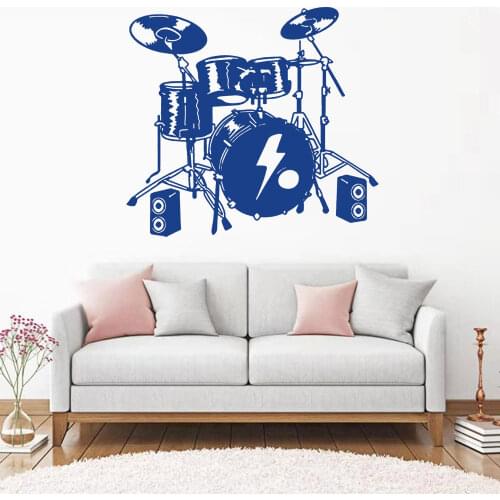 Musical Instruments Drums Wall Stickers Home Decor Boys Bedroom Wall Decals Vinyl Removable Adhesive Wallpaper DW7230