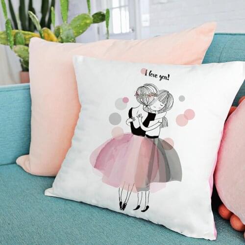 Nordic Style Pink Ballet Girl Cushion Cover Decor Pillow Case Cushion Decorative Home Decor Sofa Bedroom Throw Pillow 45x45cm