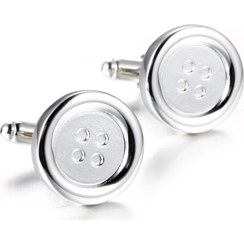 A new round of high quality copper Silvery Cufflinks French fashion mens shirt cuff Cufflinks
