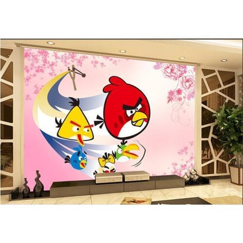 Custom papel DE parede infantil, birds and pink floral wallpaper for paradise children room bedroom wall fabric papel DE parede