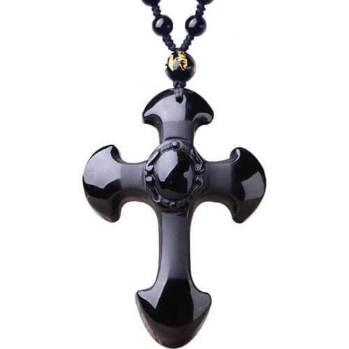 Drop Shipping jewelry Obsidian Pendant Necklace Cross Pendant Jewelry for Men Womens Pendants