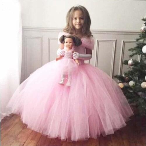 Pink Princess Kids Girls Tutu Dresses Tulle Straps Butterfly Flower Children Princess Children Dresses Kids Clothes