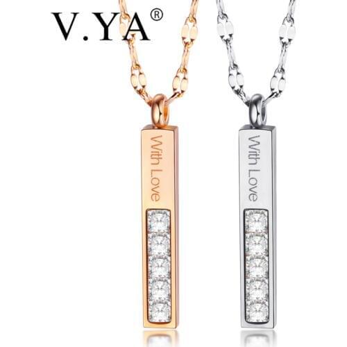 V.YA Stainless Steel Fashion Women Necklaces Romantic Fashion Necklace For women Jewelry Crystal Stone Charm Dropship Gift