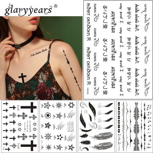 Glaryyears English Words Makeup Temporary Tattoo Sticker Fake Hot Tatoo Flash Tatto Waterproof Small Body Art Men Women Child
