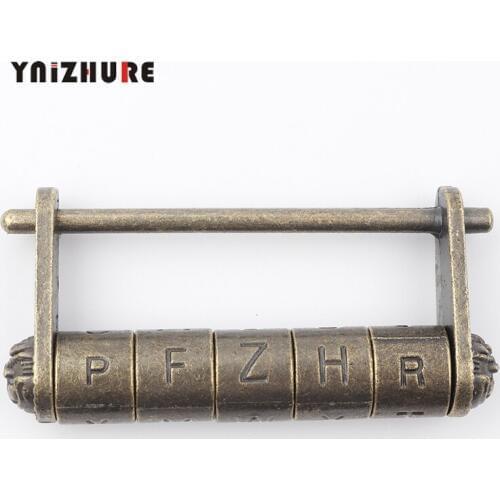 Zinc Alloy Antique Bronze Retro Combination Lock 5 Letter Password Lock Jewelry Box Padlock for Wooden Suitcase Drawer