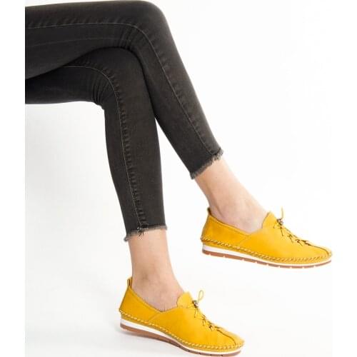Yellow Women 'S Casual Leather Shoes